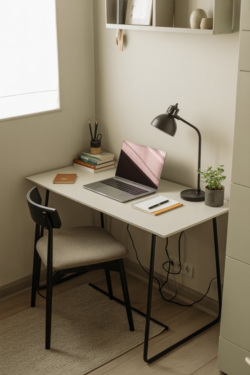 Escritorio WOLTU con estructura metálica y tablero blanco